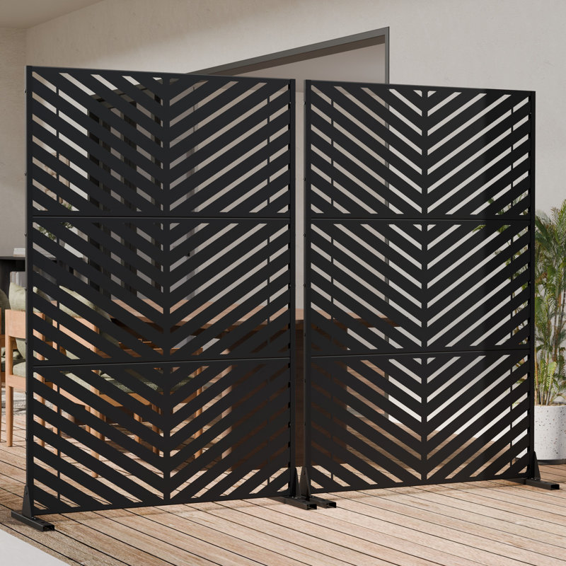 H 72 po x l 47 po x P 16 po avec écran d'intimité en métal et panneau de clôture en treillis pour terrasse, Noir