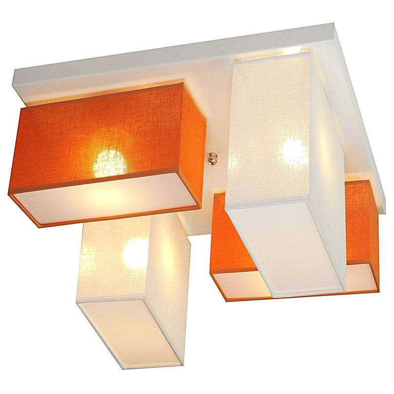 Eris Fabric Semi Flush Mount, White/Orange