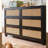 Multi-functional rattan solid wood storage cabinet 55.12 " W 6 - Drawer Dresser