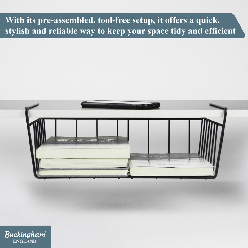 Buckingham Under Shelf Storage Organizing Basket, 38 cm