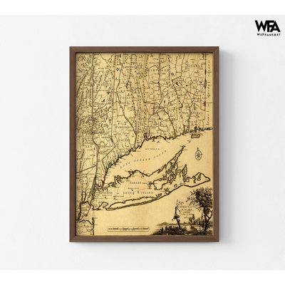 «Connecticut and Ports Adjacent 1777», impression de carte du Connecticut, décor de vestibule historique, art de maison antique, affiche de carte US rétro