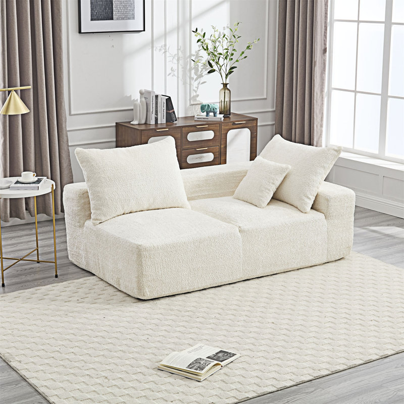 Canapé en tissu pour deux personnes, Beige