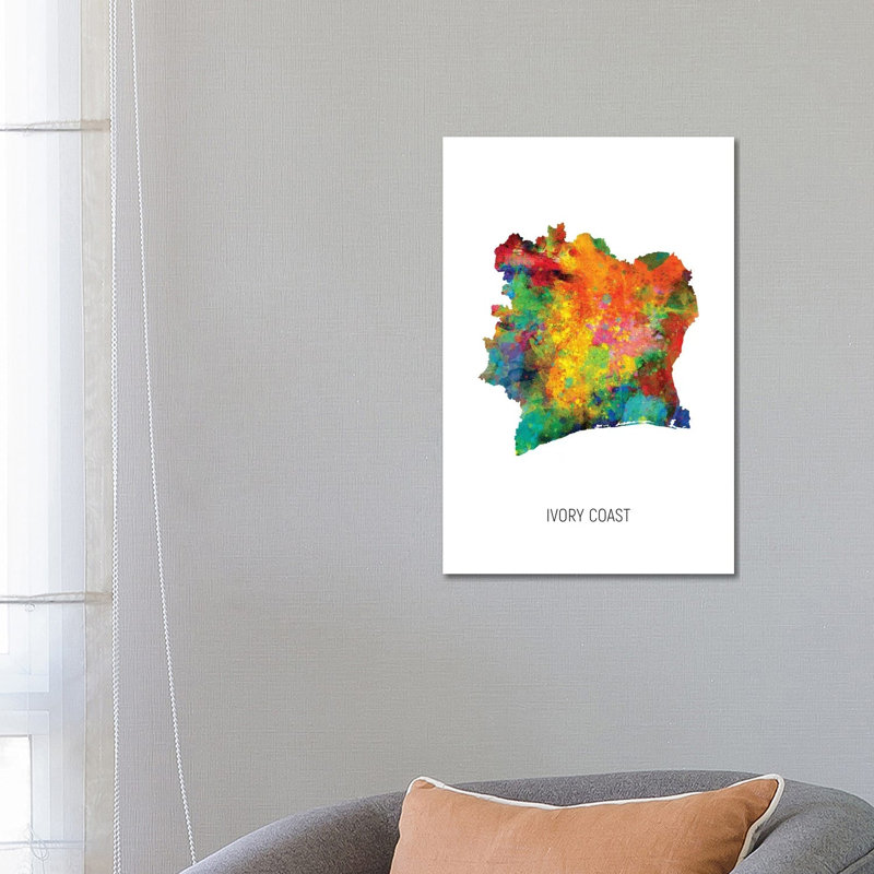 Ivory Coast Map by Michael Tompsett - Wrapped Canvas Print, 66.04 cm H x 45.72 cm W