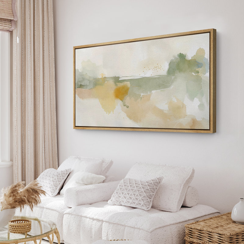 Abstrait vert beige neutre, impression murale, minimaliste, moderne, panoramique, horizontal, Boho, décoration murale