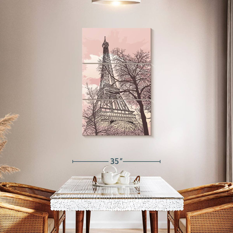 Nicci Eiffel Tower Pink Sky, 45" H x 28" W