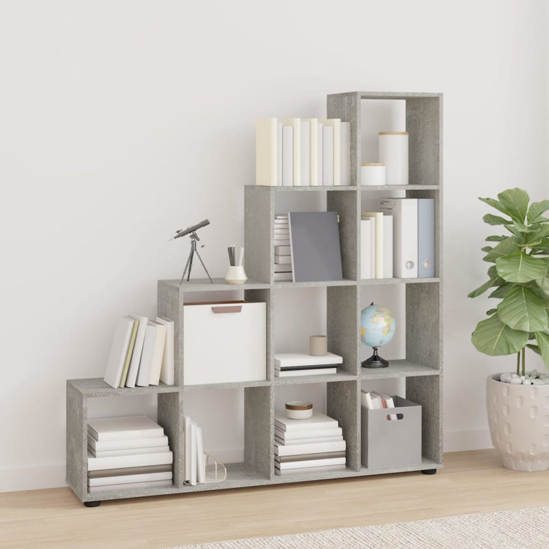 Tambellini Cube Bookcase, Concrete Grey, 104 x 29 x 107 cm