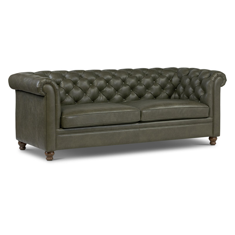 Lyon Full-Grain Genuine Italian Leather Sofa, Olivine Green