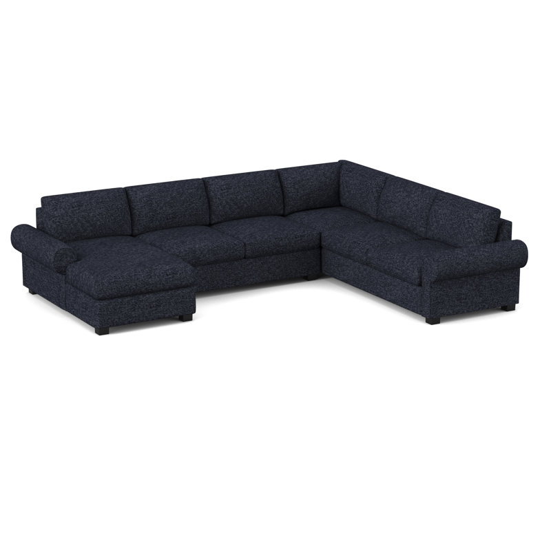 140" Wide Right Hand Facing Sleeper Corner Sectional, Hybrid, Cardigan Coal