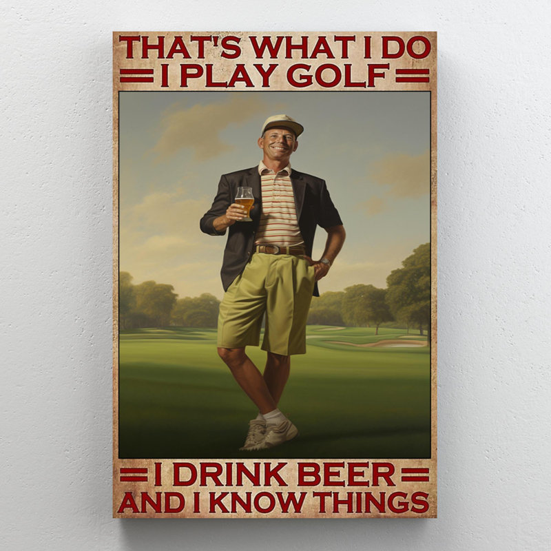 «Masayuki Man I Play Golf I Drink Beer», H 14 po x l 11 po x P 1,25 po