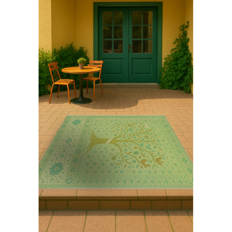 Tapis gris tissé à motif floral lavable Mosso, 3'3" x 6'7"