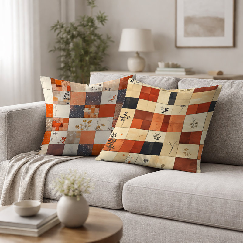 Coussin Patchwork, H 16 po x l 16 po