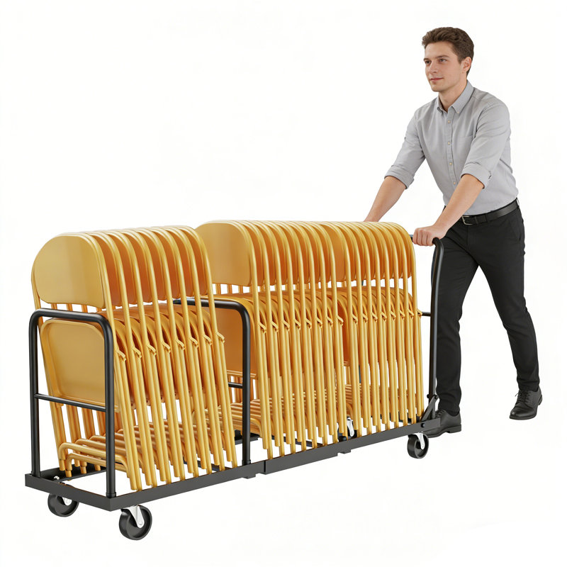 Chariot manuel industriel pliable pour chaise | Capacité de 2 000 lb, système de stabilité à 4 roues, mobilité tout-terrain | Idéal pour les salles de réception, les salles de banquet et les réceptions