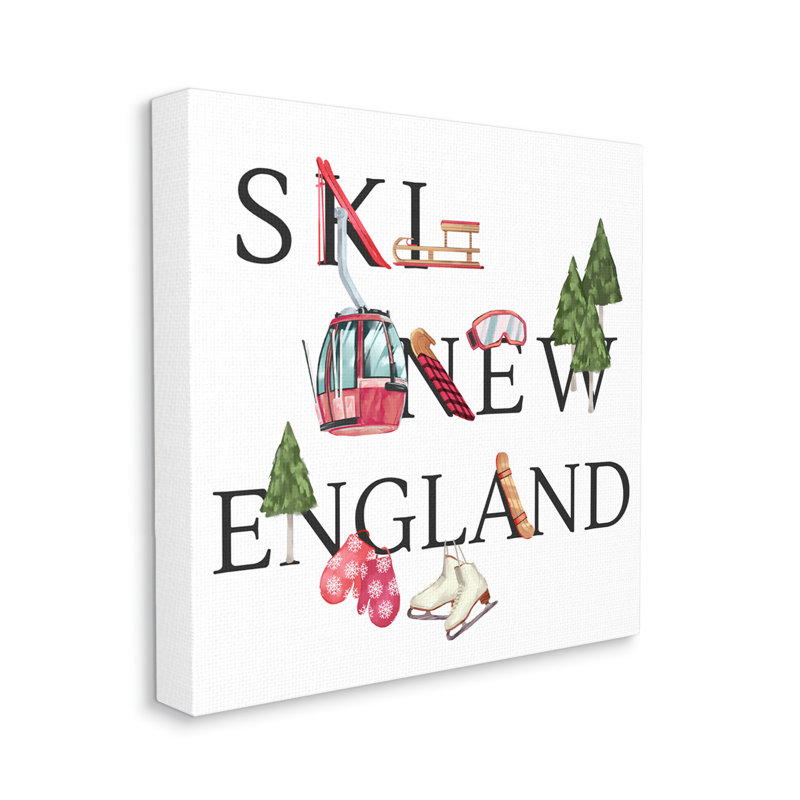 «New England Ski Winter Seasonal Mountain Sports Wall Art» par Ziwei Li, H 17 po x l 17 po x P 1,5 po, Toile tendue