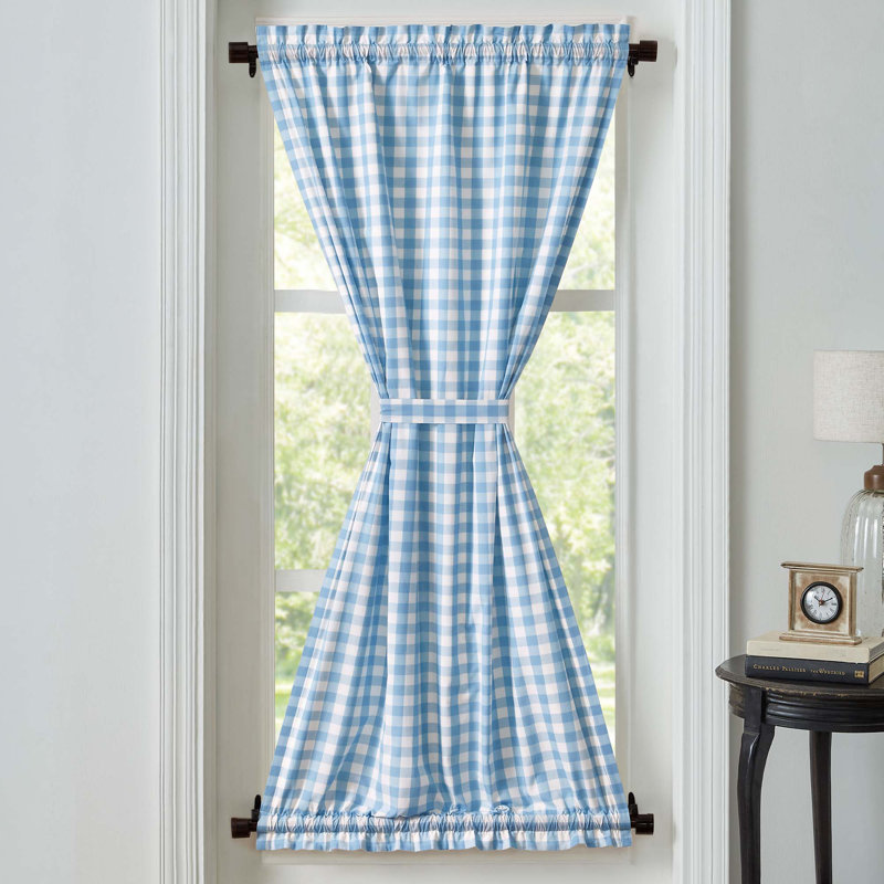 Annie Buffalo Check 100% Cotton Gingham Room Darkening Rod Pocket Single Curtain Panel, Dusk Blue