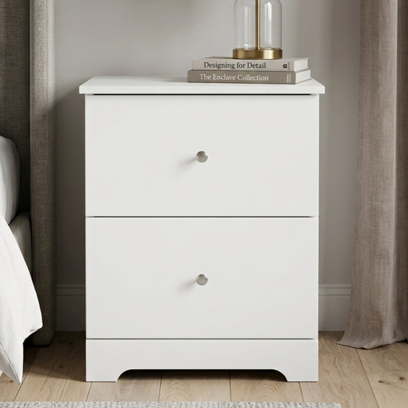 Blaklee Modern 23.7" 2-Drawer Nightstand, White, Individual