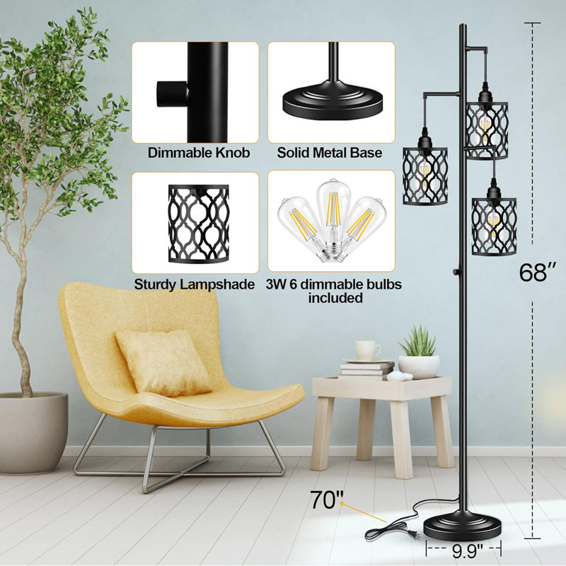 68'' Black Tree Floor Lamp
