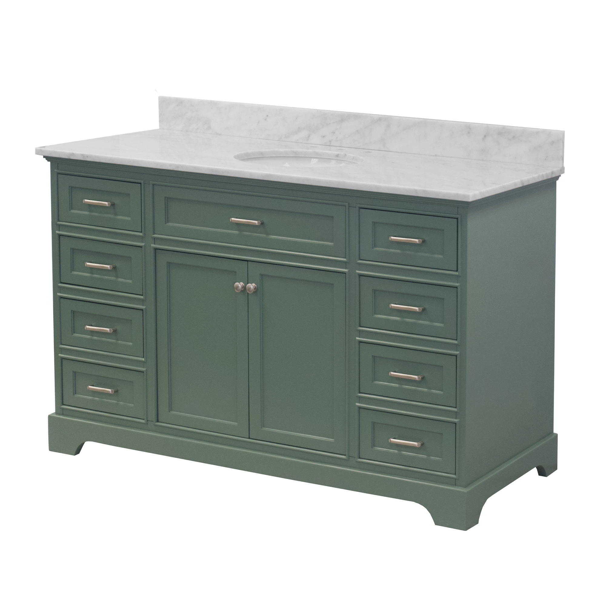 Ronnie 60'' Single Bathroom Vanity, Sage Green, Carrara Marble