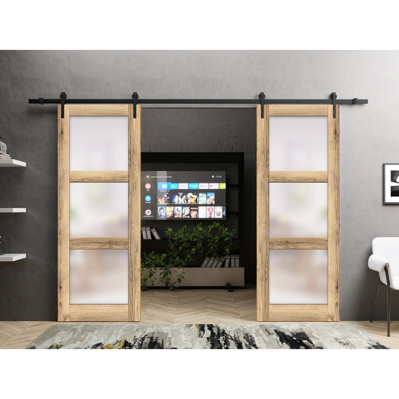 Porte de grange en bois lambrissé sans trousse de quincaillerie d’installation, 48 po x 80 po