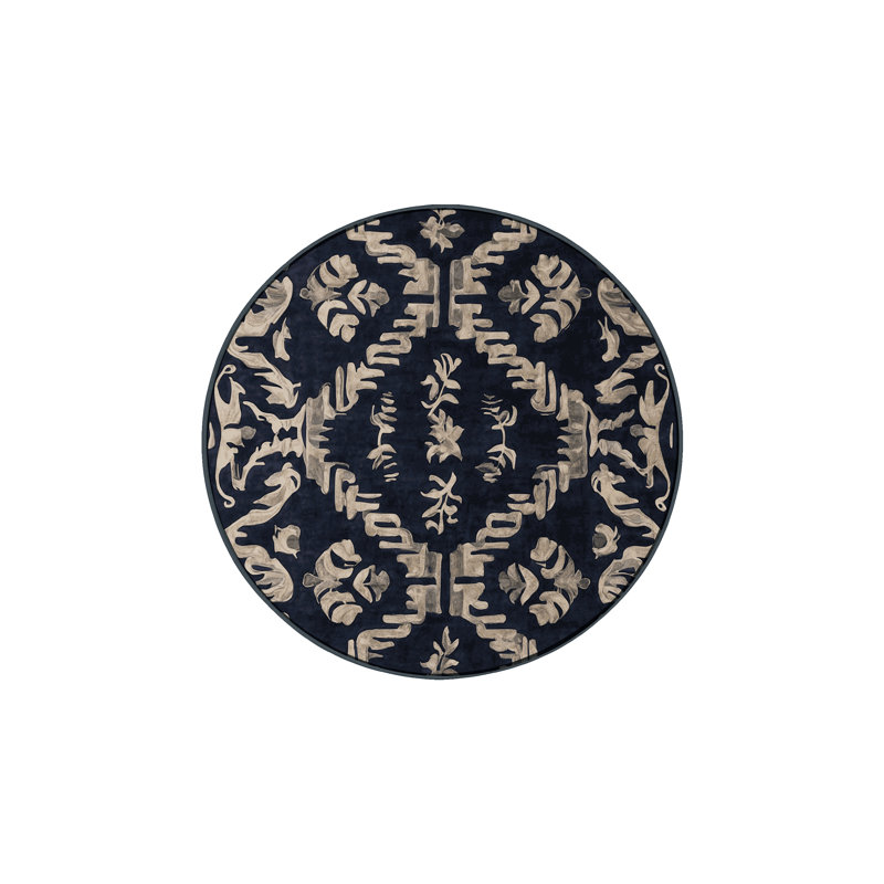 Machine Washable Gray Area Rug, Round 3'