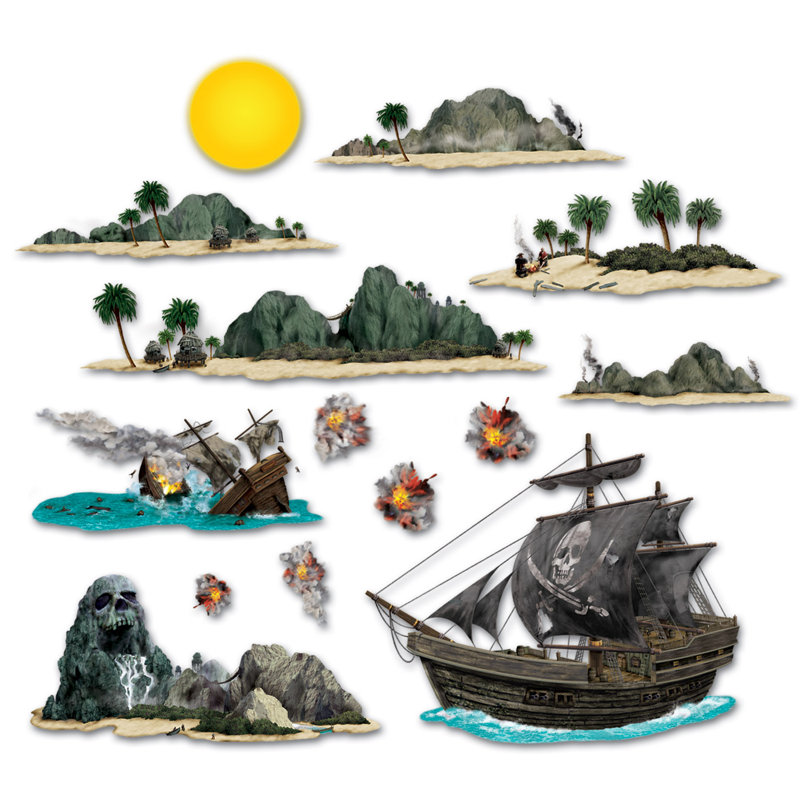 Bateau pirate et accessoires d'îles