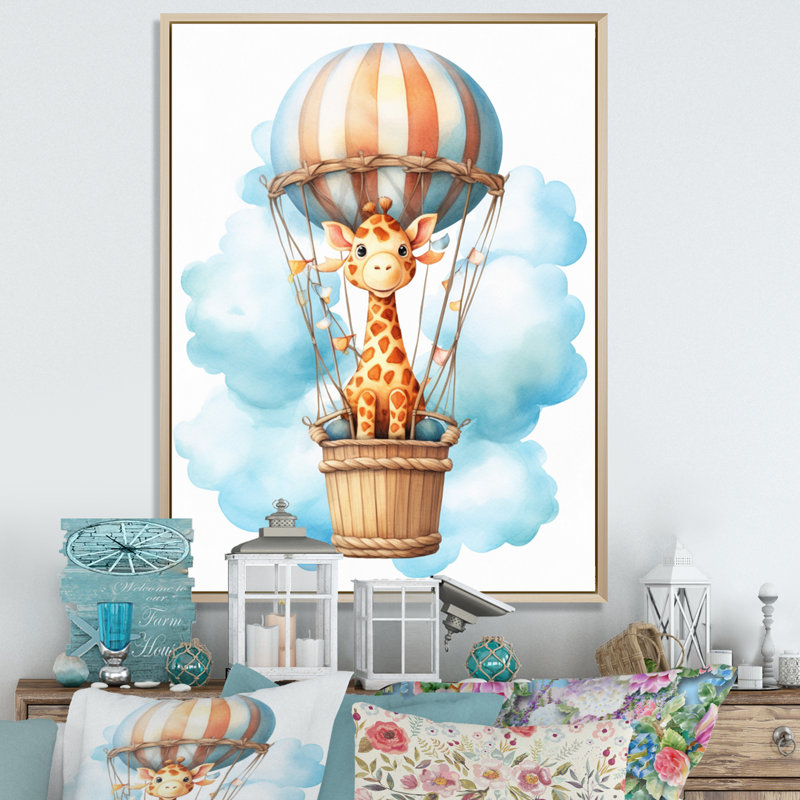 «Nursery Adorable Giraffe IV», reproduction sur toile, H 20 po x l 12 po x P 1 po, Cadre naturel flottant