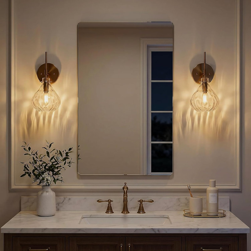 Ensemble de 2 appliques murales modernes en verre transparent avec abat-jour pour salle à manger, vestibule et salon