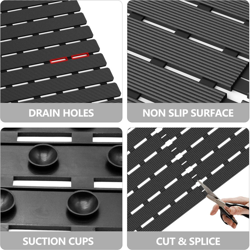 24x24" Non-slip Bathtub Mat Black