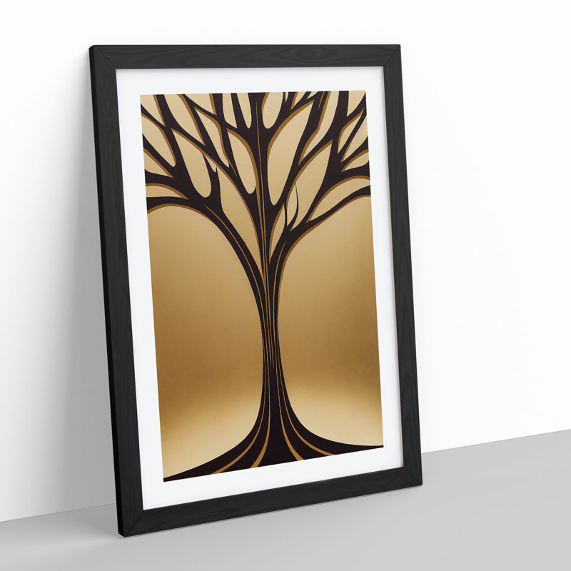 XV1022-799X Art Nouveau Tree No.1 - Single Picture Frame Print, 64cm H x 46cm W, Black