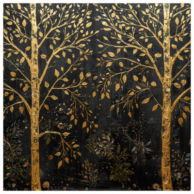 Édredon Golden Trees On Black