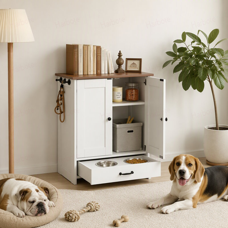 Dog Food Storage Cabinet,Pet Feeding Station