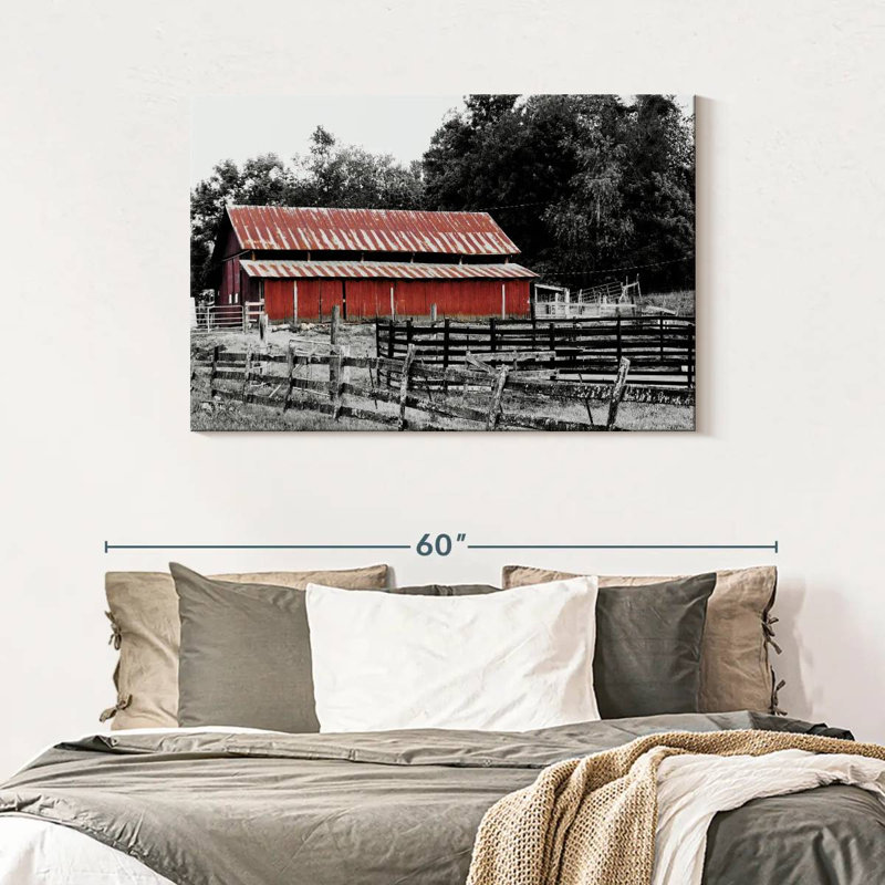 Lilie BW Rustic Barn, 30" H x 45" W