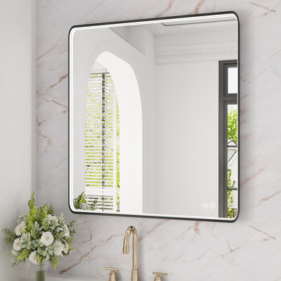 24/30/36/48 Inch Led Bathroom Mirror, Black/Gold/Silver Frame Vanity Mirror, Lighted Wall Mounted Mirror, Anti-Fog, Dimmable , 3 Colors (Horizontal/Vertical)