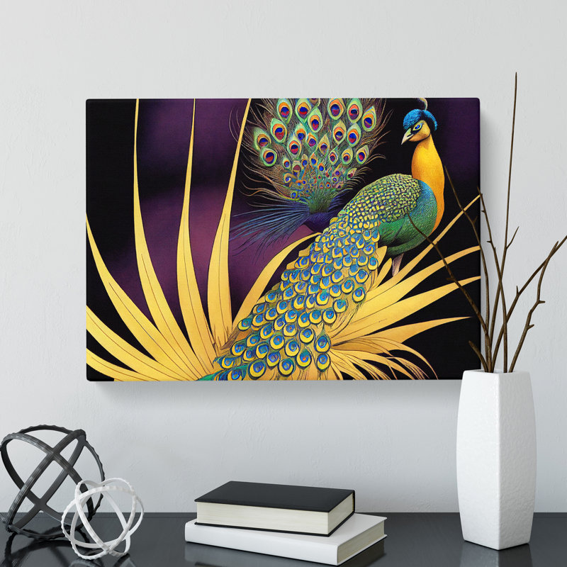 Captivating Peacock - Wrapped Canvas, 40cm H x 60cm W x 3cm D