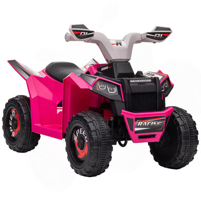 Voiture tout-terrain Aosom pour quad, véhicule tout-terrain 6 V avec fonction marche arrière, roues résistantes à l'usure pour tout-petits de 18 à 36 mois, rose
