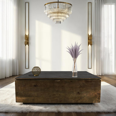 Genevieve Solid Wood Trunk Lift Top Premium Coffee Table 