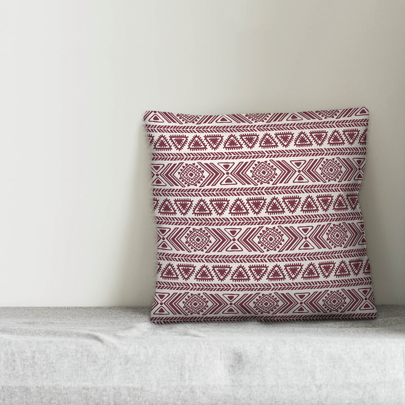  Coussin Tribal, 20 po x 20 po, Marron