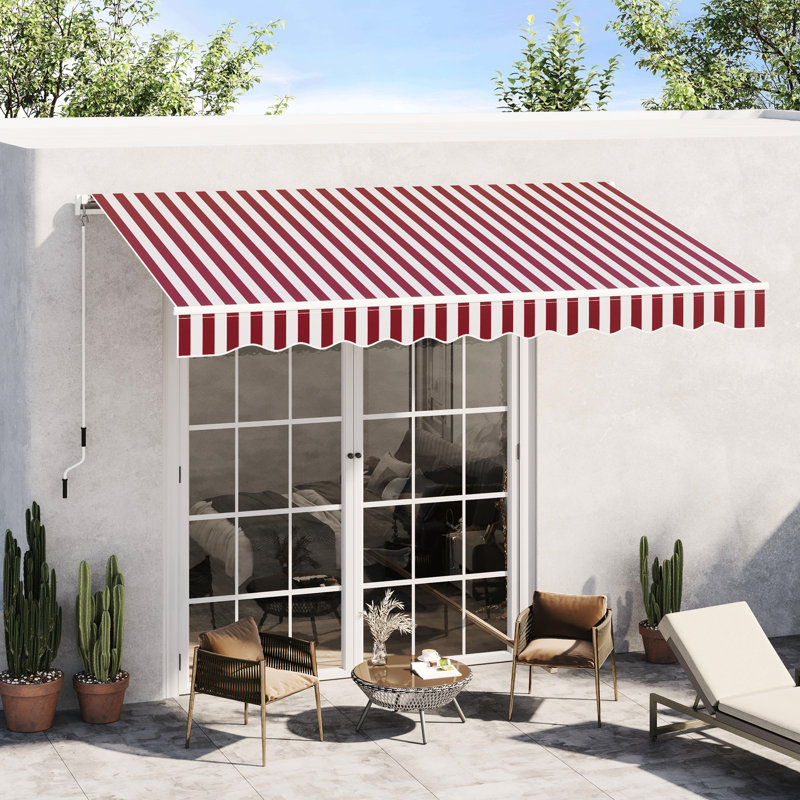 Auvent 10 'x 8' - Parasol de patio rétractable avec manivelle et structure en aluminium. Pour terrasse, balcon, cour. Offre une réduction de chaleur polyvalente, une installation sur plusieurs surfaces, compatible