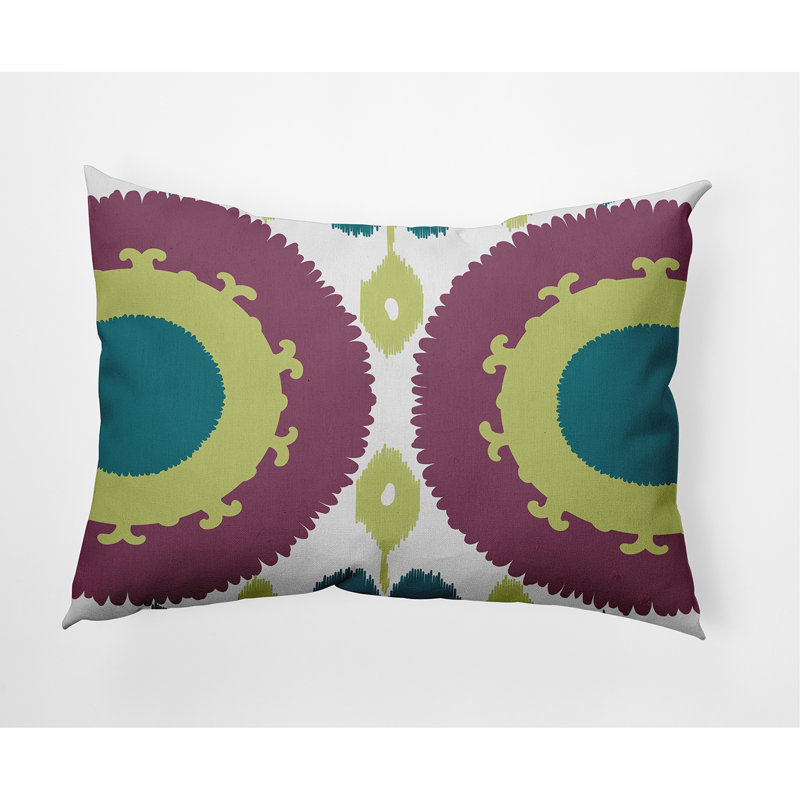 Geometric Outdoor Reversible Throw Pillow, Purple