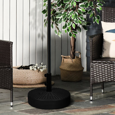 64 lb Base de parasol robuste: remplissable avec support en acier pour poteaux de 1,5 po ou 2 po, noir, rehausse la beauté extérieure de la pelouse, de la terrasse, de la base de la piscine à l'extérieur: support, ajustement du poteau, améliore l'esthétique