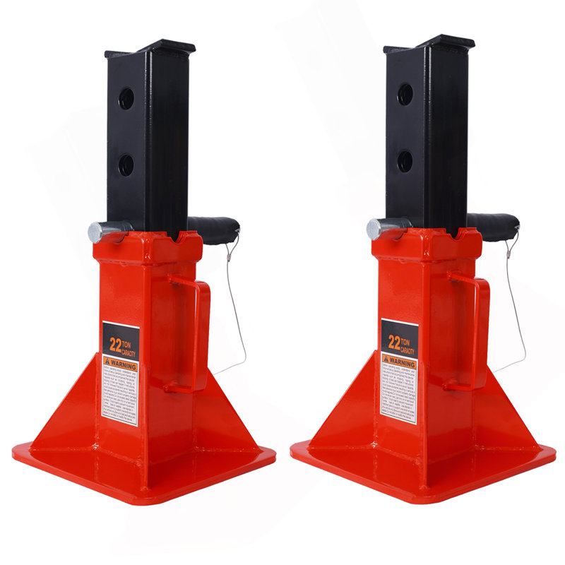 Heavy Duty Pin Type Professional Car Jack Stand With Lock, 22 Ton (44,000 Lb) Capacity, Red, 1 Pair, Red