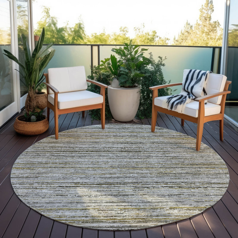 Tapis intérieur / extérieur gris Zephyna , 2 pi 6 po x 3 pi 10 po