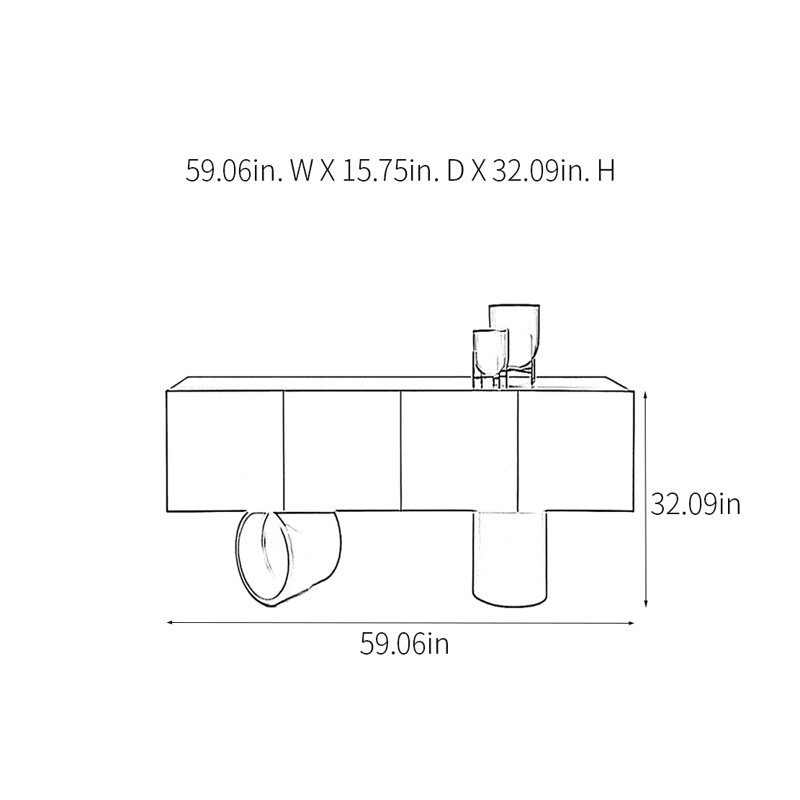 Lindell, Blue, 32.09" H x 59.06" W x 15.75" D