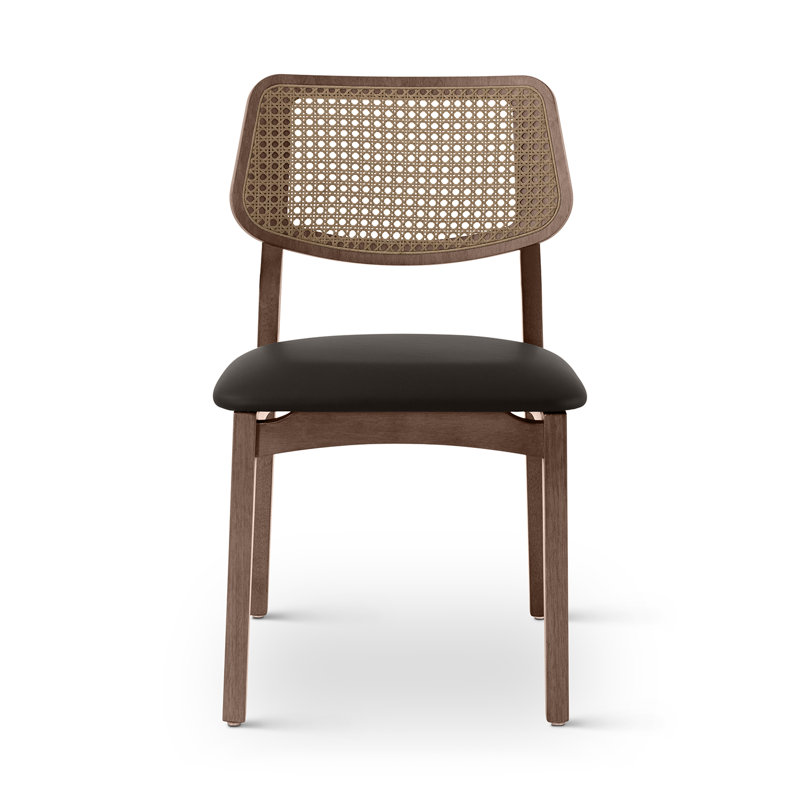 Dryon Cane Side Chair, Shimmy Black/Nogal/Nogal