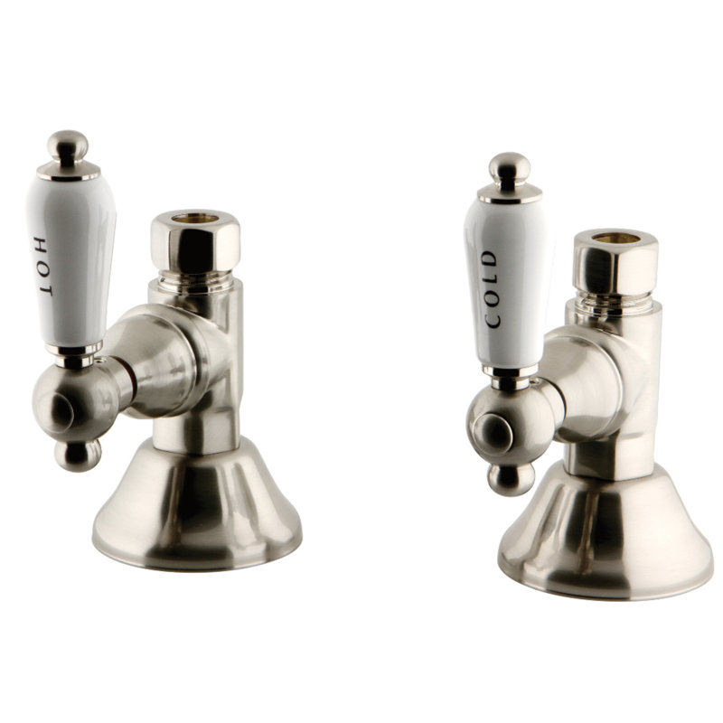 Kingston Brass Trimscape 1/2-Inch FIP x 1/2-Inch OD Comp Quarter-Turn Straight Stop Valve, Brushed Nickel