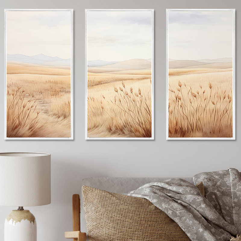 Ensemble de décoration murale Prairie Peacefulness Meadows IV - Prairies, H 40 po x l 60 po x P 1 po, Cadre flottant blanc