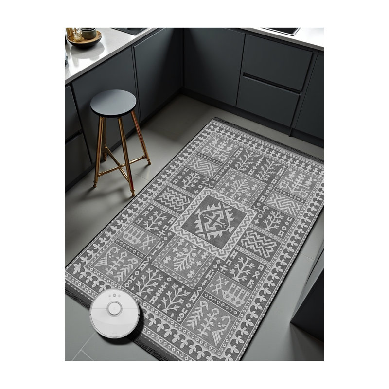 Tapis gris tissé Mosso, 4'7" x 6'7"