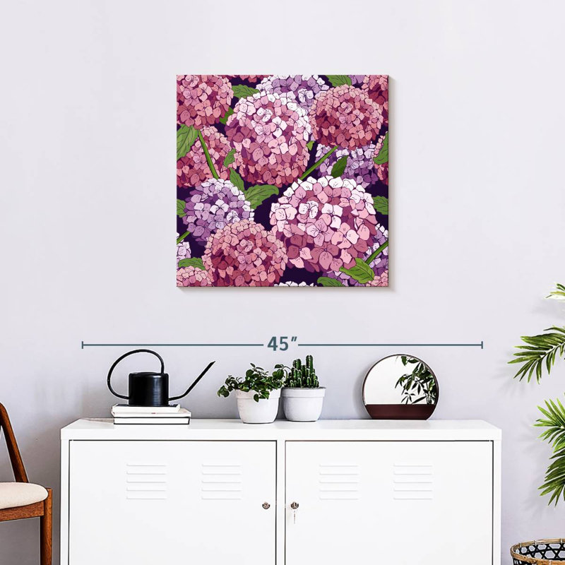 Hortensias roses et mauves Harnek, H 24 po x l 24 po