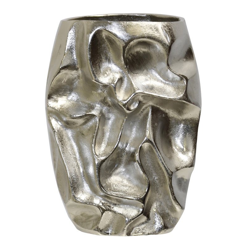 Vase Crumple Form - Nickel plaqué - l 9 po x P 9 po x H 12 po, L 9 po x P 9 po x H 12 po