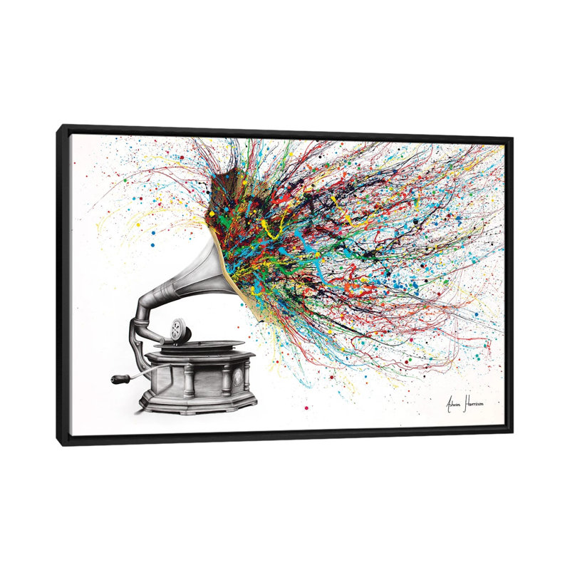 «Radical Rhapsody» par Ashvin Harrison, reproduction, H 40 po x l 60 po x P 1,5 po, Toile avec cadre flottant noir, Non