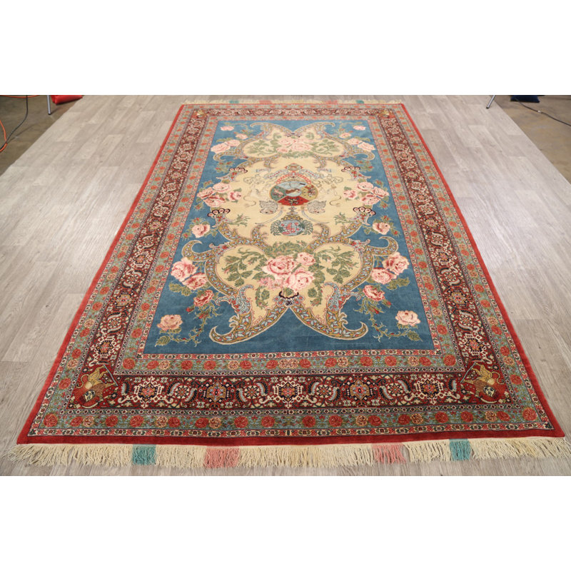 Tapis de surface one-of-kind à la main-noué la new age bleu marine/rouge 6 pi 8 po x 10 pi 1 po Trinidad